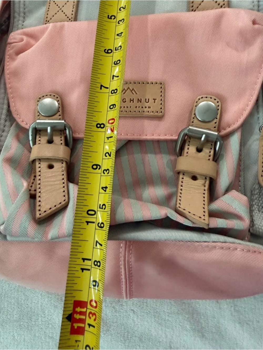 Doughnut Pink And Beige Mini Backpack With Adjustment Straps And Multi Pockets - Picture 4 of 5